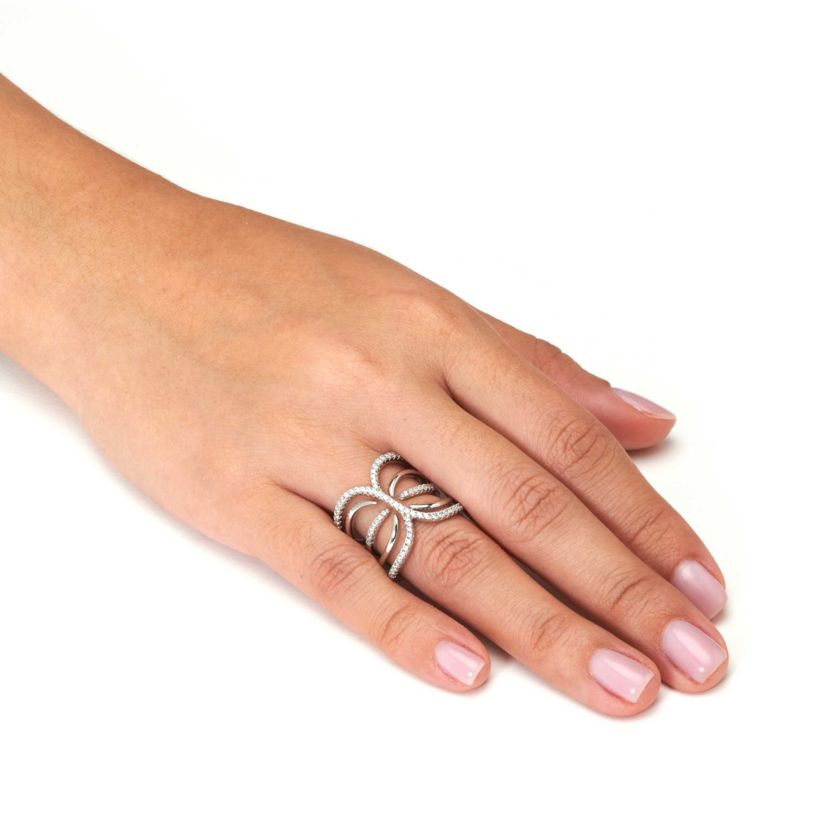 .18 TCW Cubic Zirconia Double Interlace Silvertone Ring