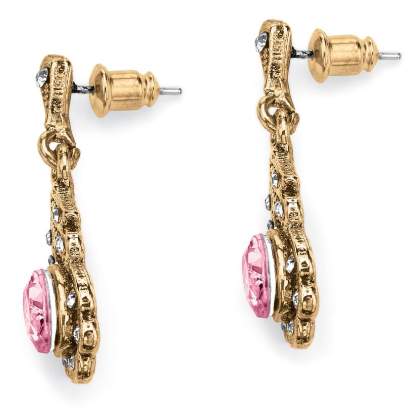 Simulated Birthstone Goldtone Drop Earrings