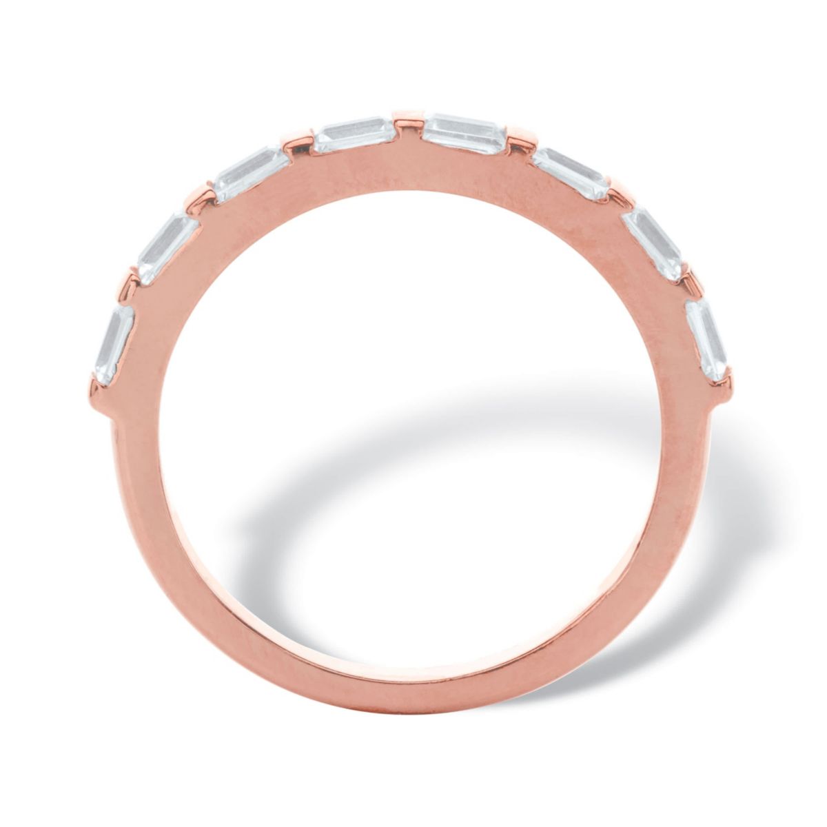.80 Cttw. Rose Gold-Plated Baguette-Cut Cubic Zirconia Channel-Set Stack Ring