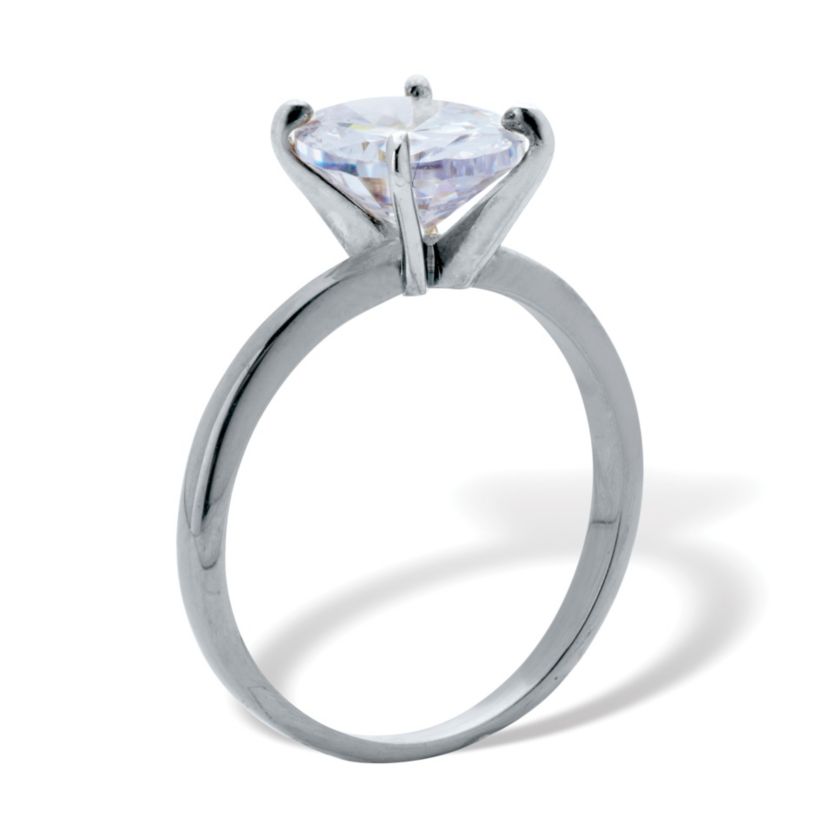 2.54 TCW Cubic Zirconia Silvertone Oval Solitaire Engagement Ring
