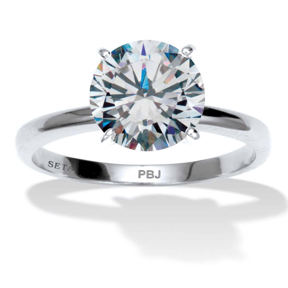 3 TCW Round Cubic Zirconia Silvertone Solitaire Engagement Ring, Sizes 5-10