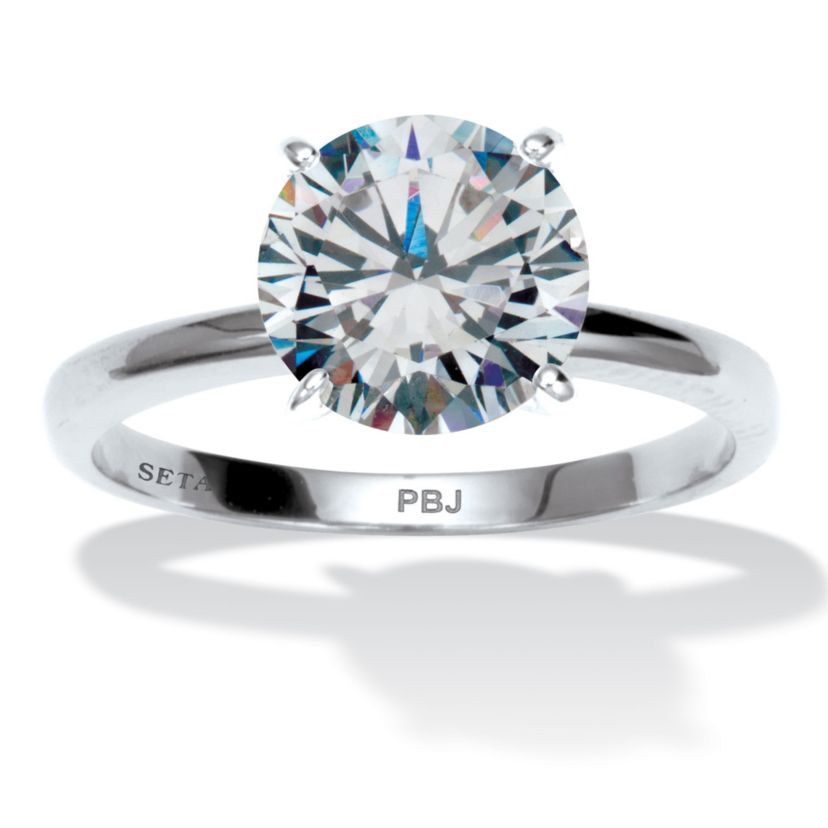 3 TCW Round Cubic Zirconia Silvertone Solitaire Engagement Ring, Sizes 5-10