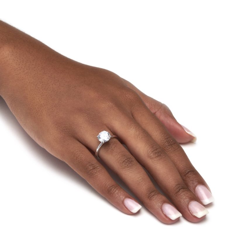 3 TCW Round Cubic Zirconia Silvertone Solitaire Engagement Ring, Sizes 5-10