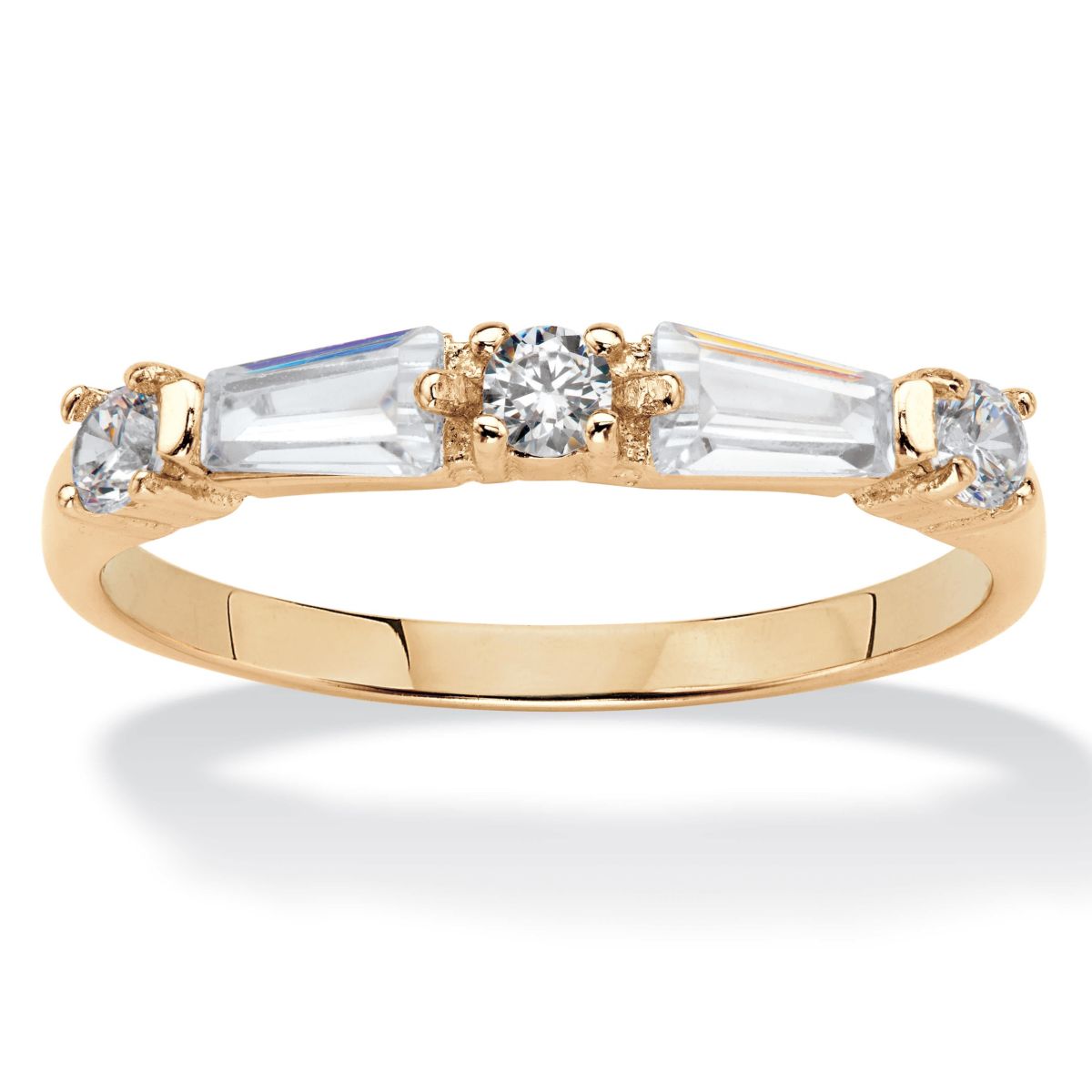 .56 Cttw. Yellow Gold-Plated Round and Baguette Cubic Zirconia Band
