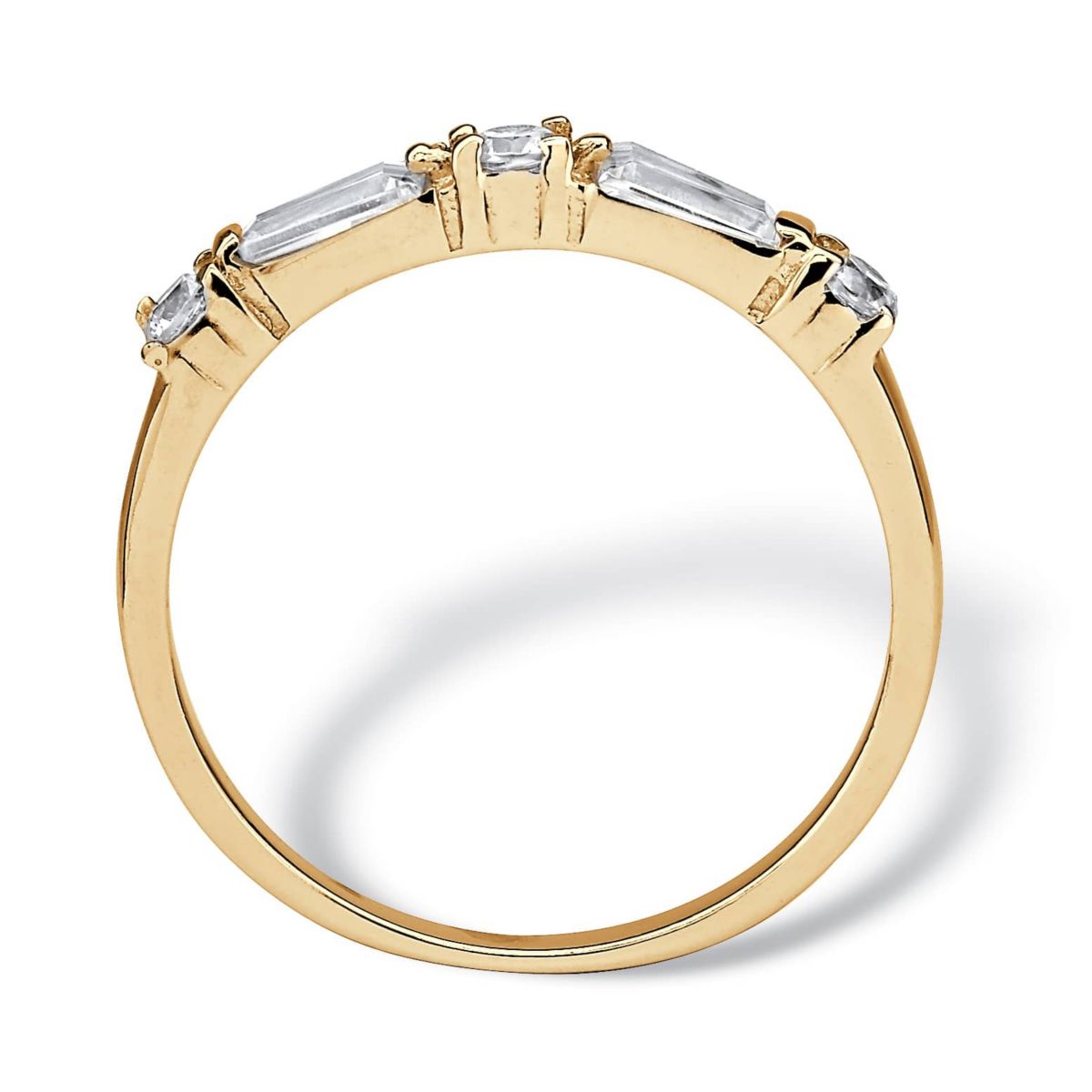 .56 Cttw. Yellow Gold-Plated Round and Baguette Cubic Zirconia Band