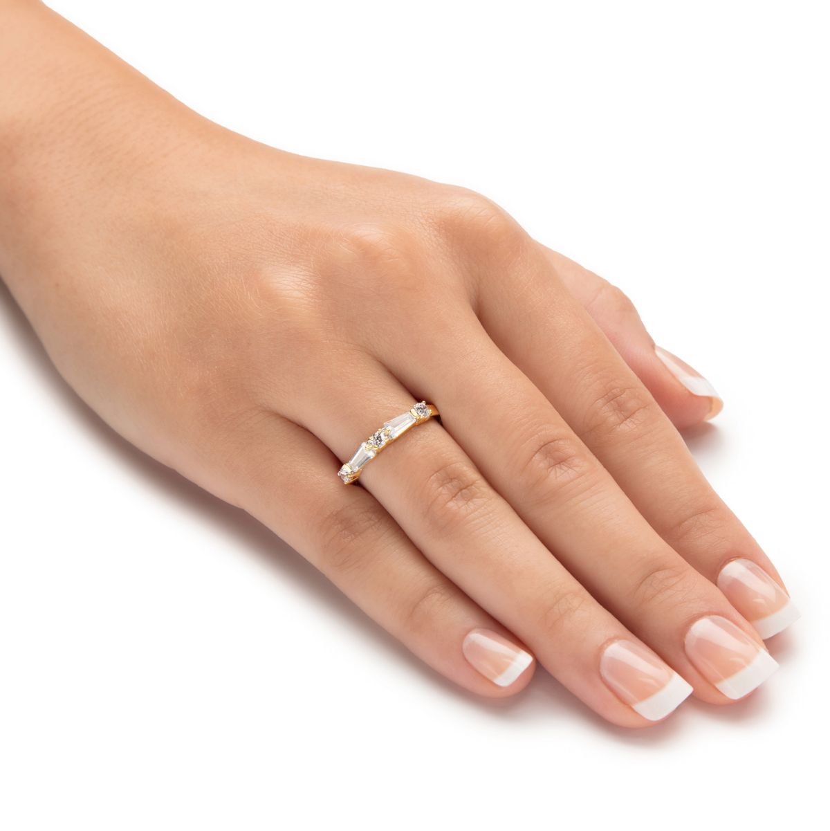 .56 Cttw. Yellow Gold-Plated Round and Baguette Cubic Zirconia Band