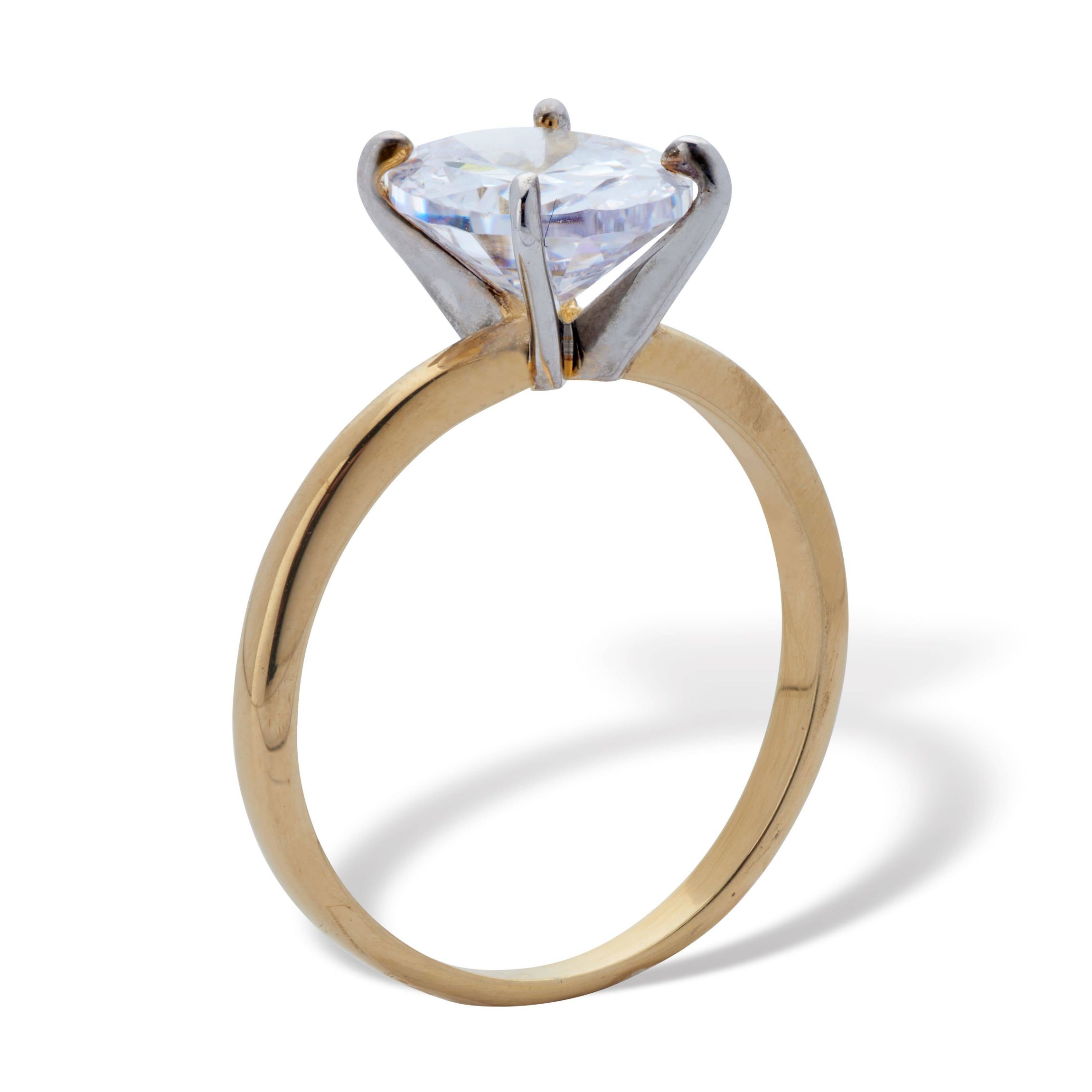 2.54 TCW Cubic Zirconia 18k Gold-Plated Oval Solitaire Engagement Ring