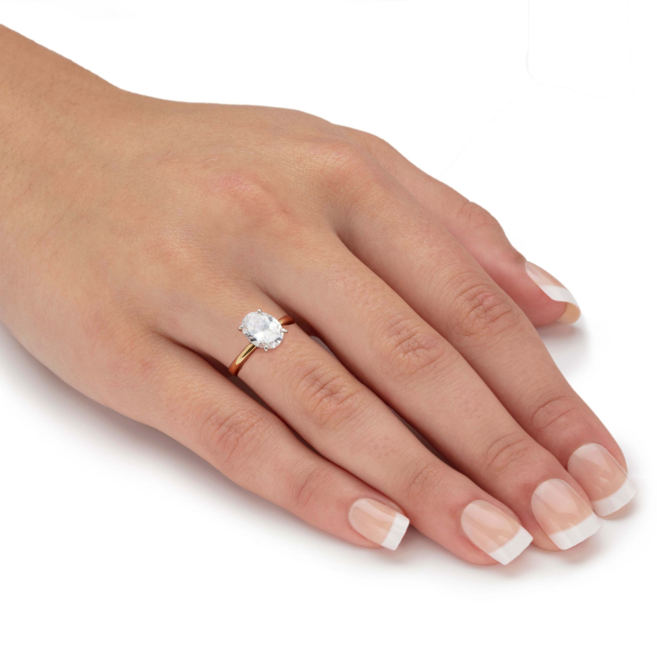 2.54 TCW Cubic Zirconia 18k Gold-Plated Oval Solitaire Engagement Ring