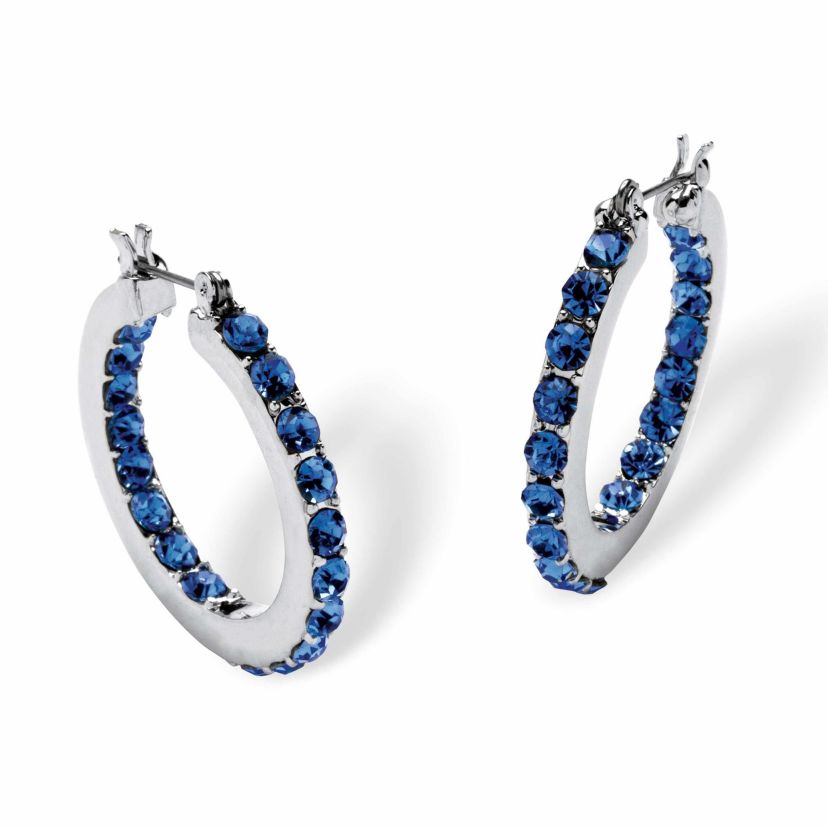 Birthstone Inside-Out Hoop Earrings in Silvertone (31mm)
