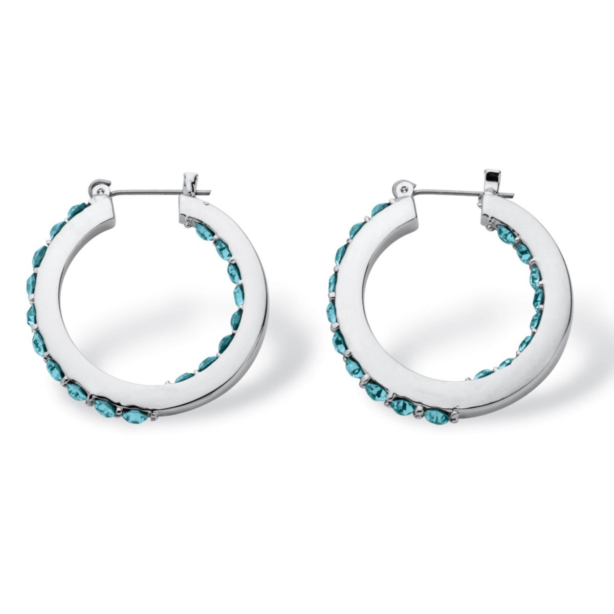 Birthstone Inside-Out Hoop Earrings in Silvertone (31mm)