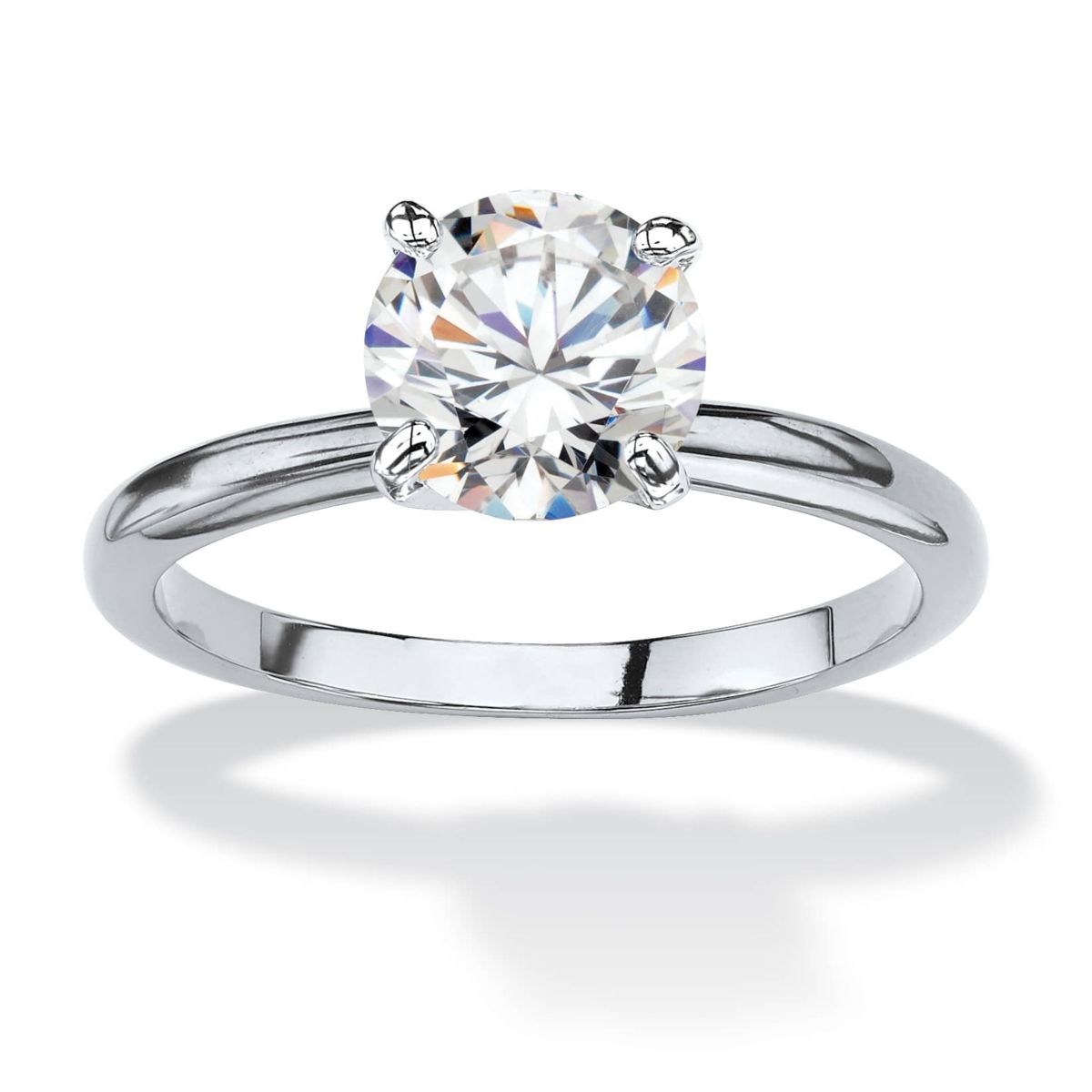 2.00 TCW Round Cubic Zirconia Solitaire Ring Platinum-Plated