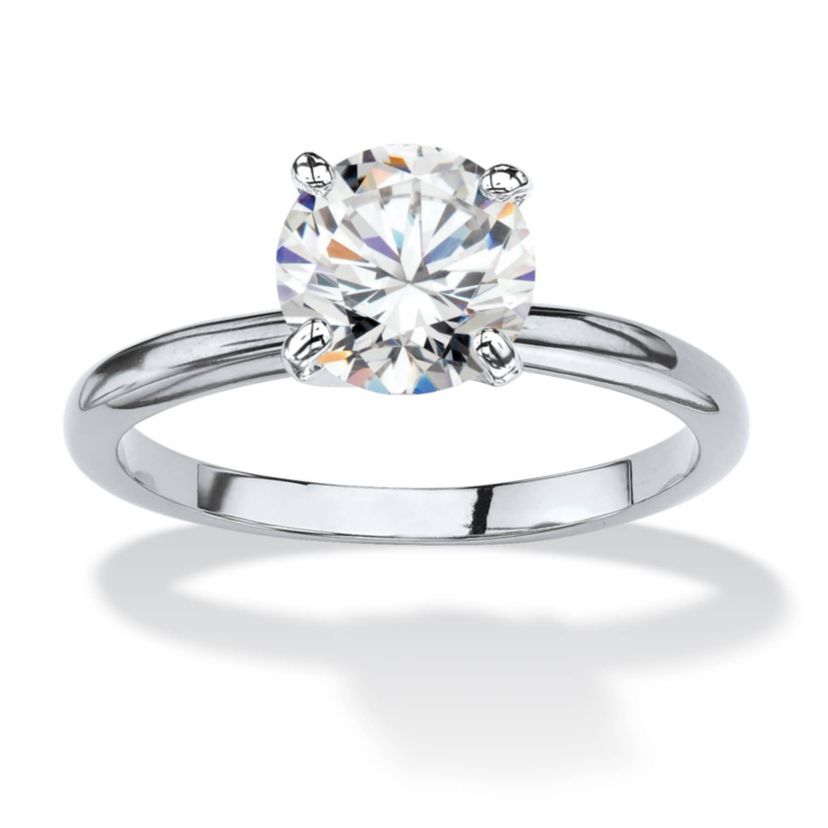 2.00 TCW Round Cubic Zirconia Solitaire Ring Platinum-Plated