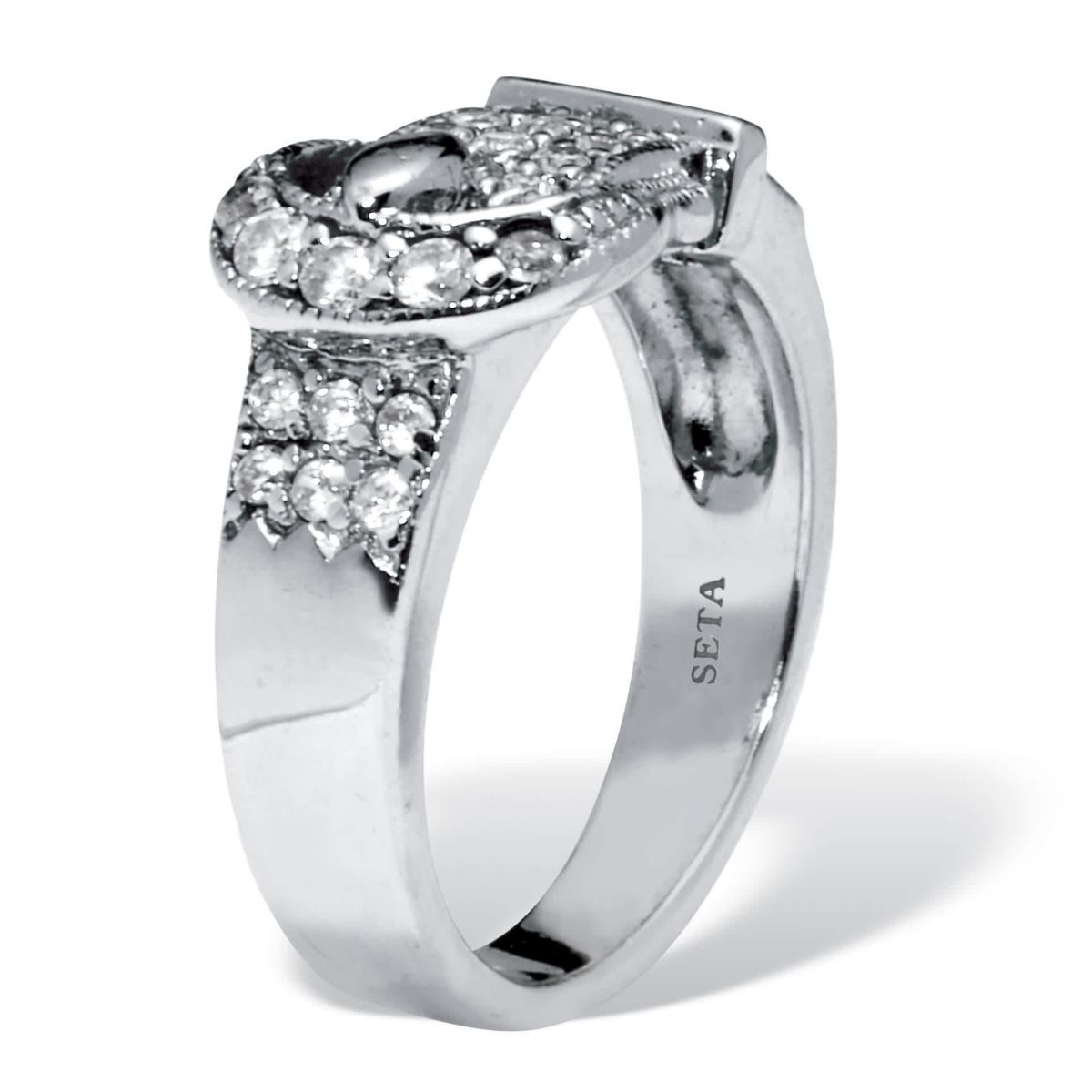 1.02 TCW Silvertone Belt Cubic Zirconia Ring