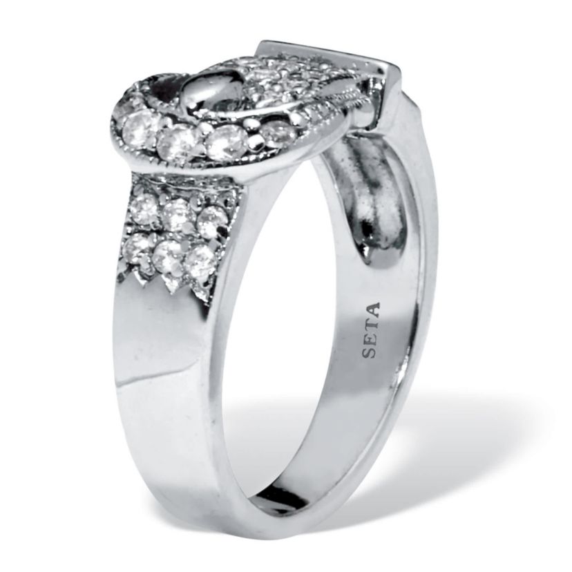 1.02 TCW Silvertone Belt Cubic Zirconia Ring
