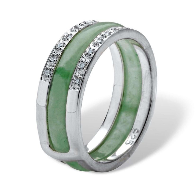 Multicolor Jade .925 Sterling Silver 8-Piece Interchangeable Ring Set
