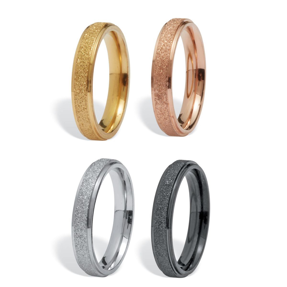 Set of 4 Gold Ion-Plated Stainless Steel Bands
