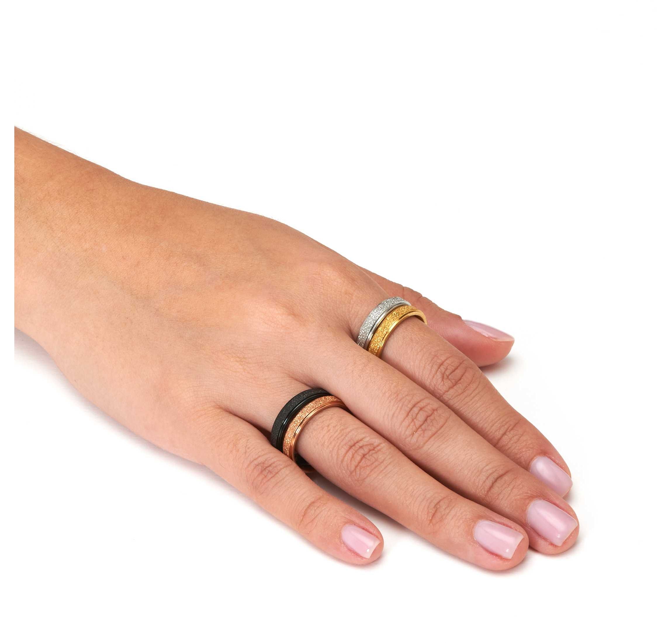 Set of 4 Gold Ion-Plated Stainless Steel Bands