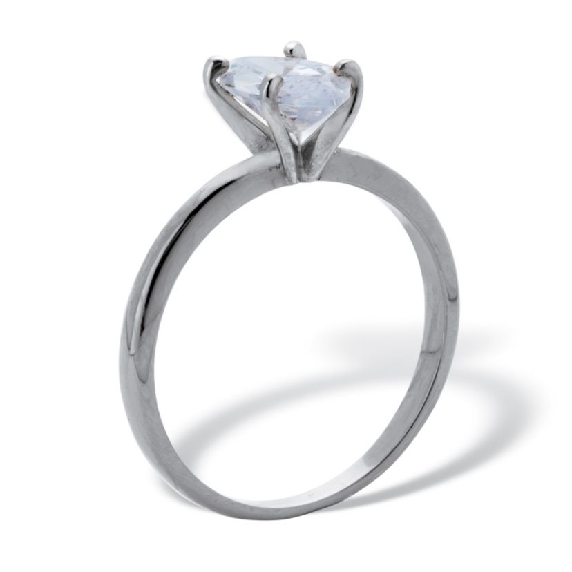 2 TCW Marquise Cubic Zirconia Silvertone Solitaire Engagement Ring