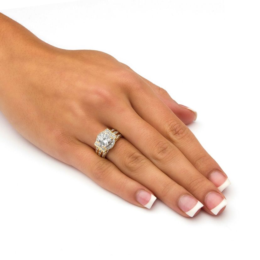 2.37 TCW Cubic Zirconia 2-Piece Bridal Set 18k Gold-Plated