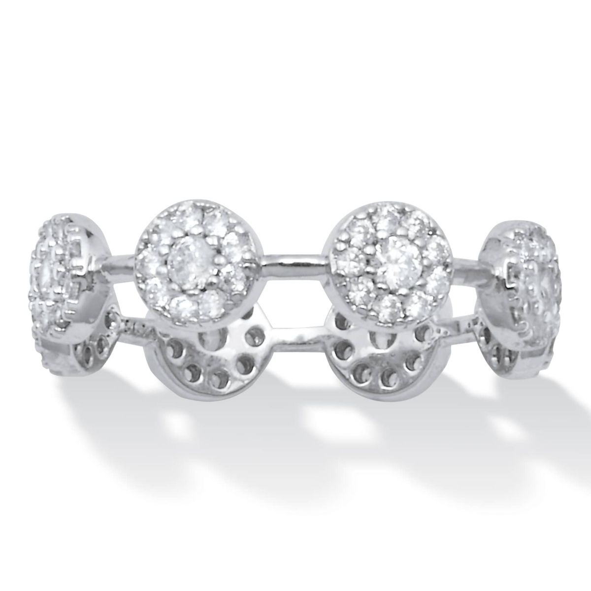 Crystal Platinum-Plated Cluster Ring