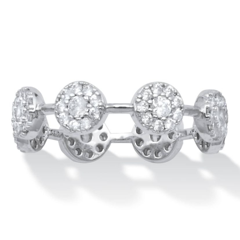 Crystal Platinum-Plated Cluster Ring