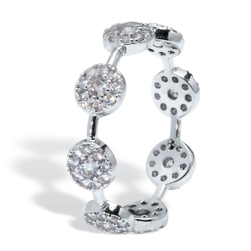 Crystal Platinum-Plated Cluster Ring