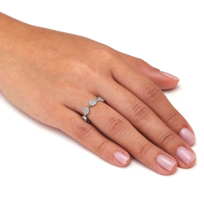 Crystal Platinum-Plated Cluster Ring