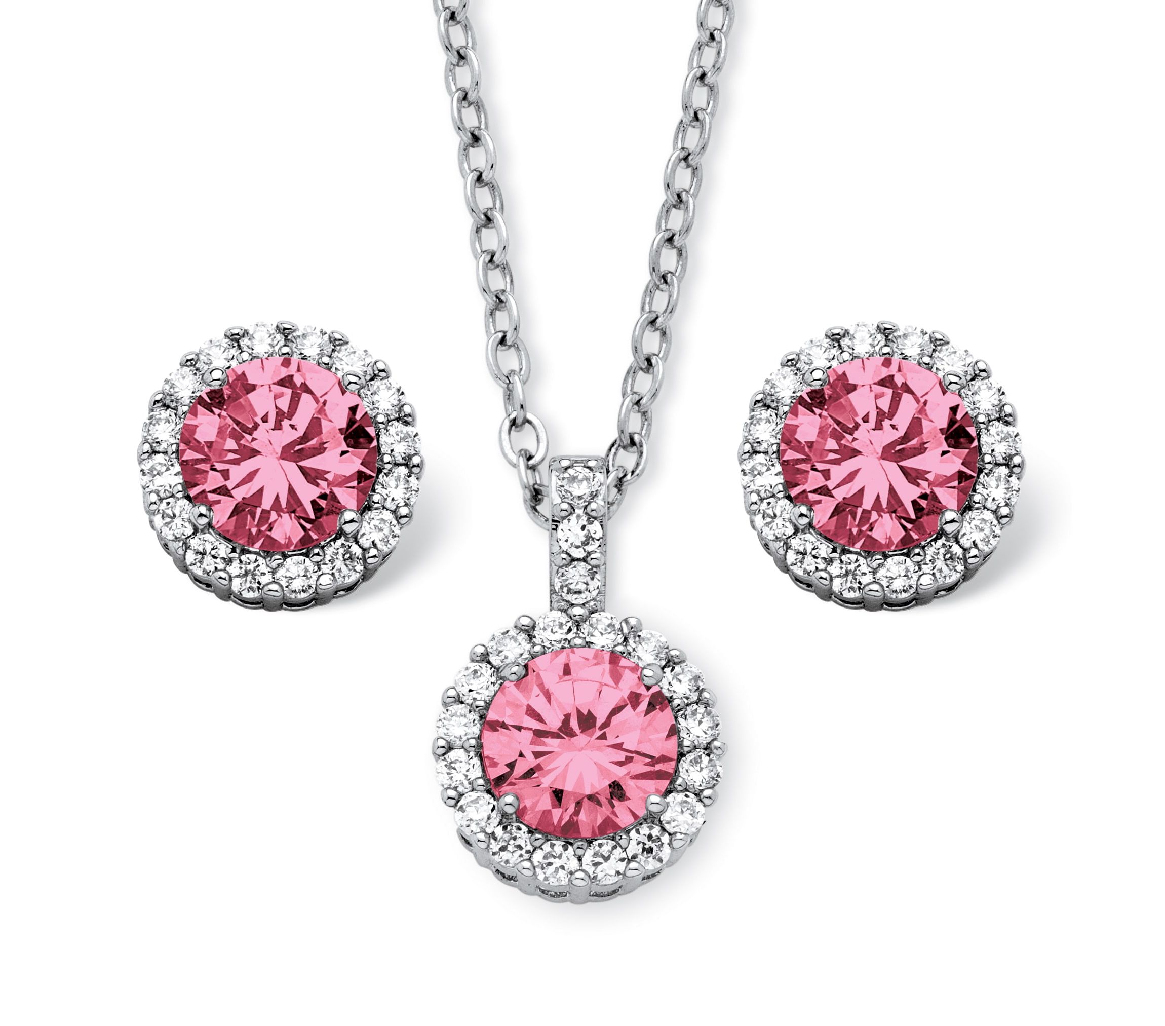 4.30 TCW Birthstone CZ Silvertone Jewelry Set