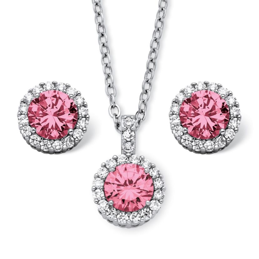 4.30 TCW Birthstone CZ Silvertone Jewelry Set