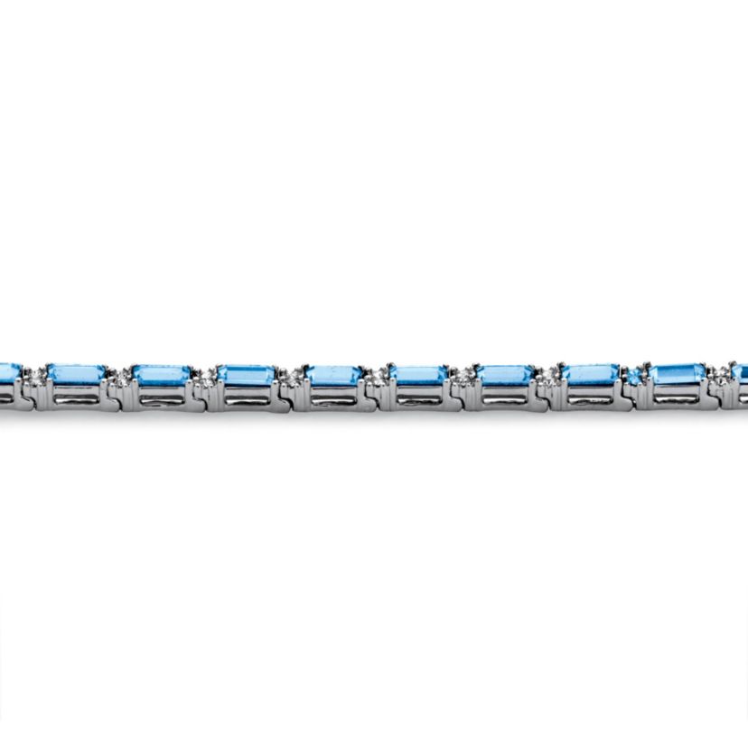 Birthstone Silvertone Tennis Bracelet 7.5"