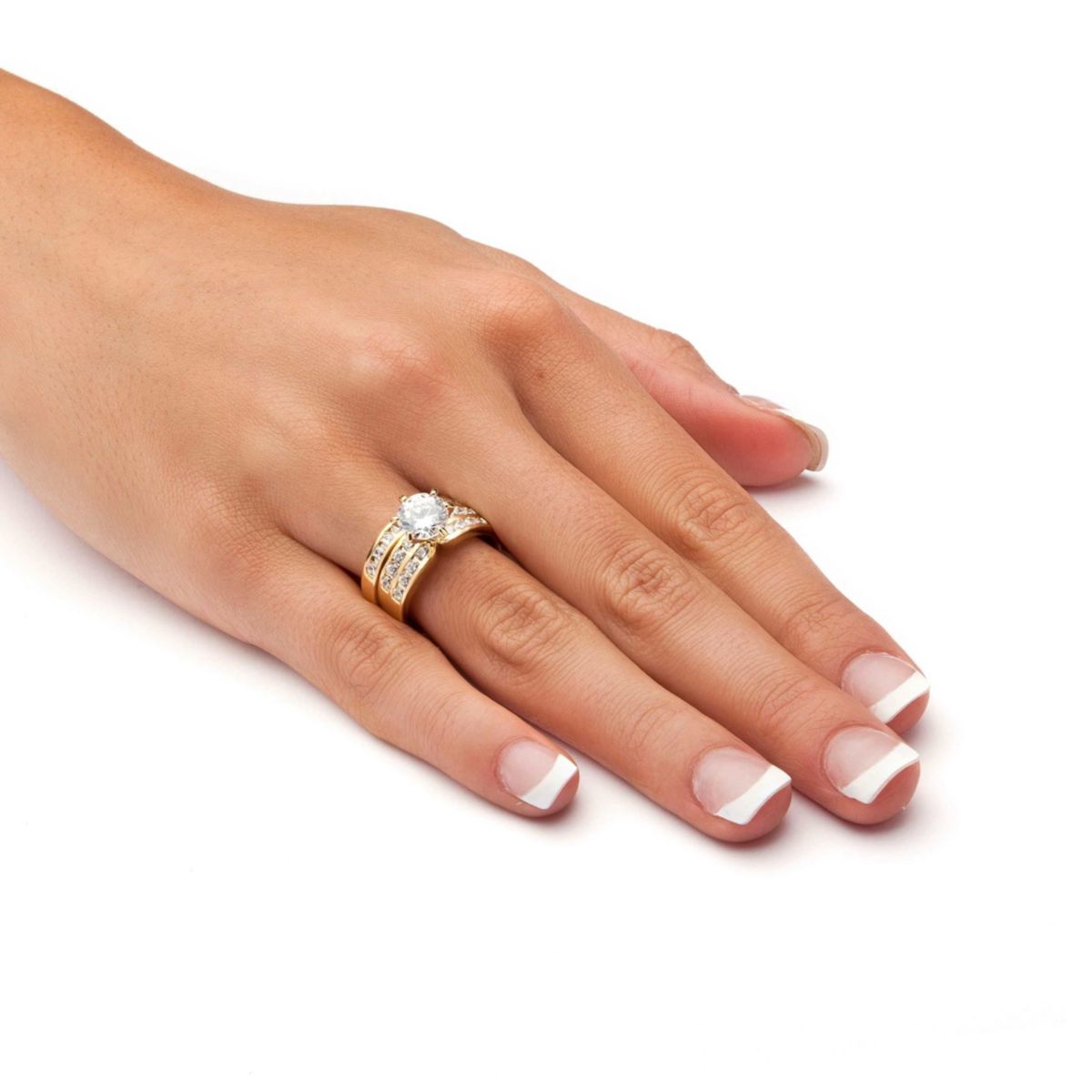 2.89 TCW 2 Piece Round Cubic Zirconia Bridal Ring Set in Yellow Goldtone