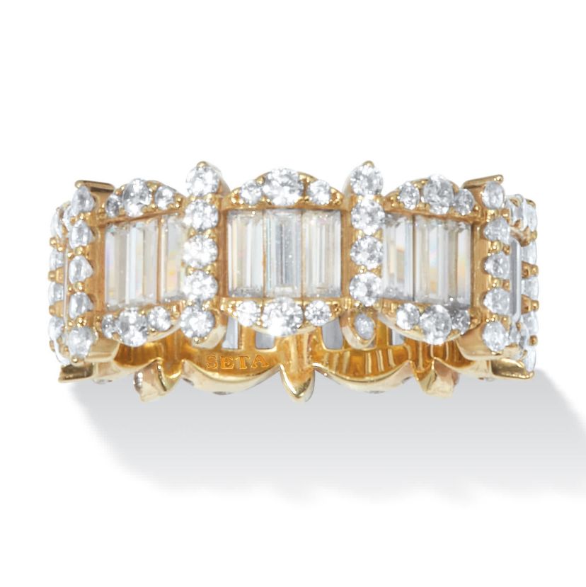 3.53 TCW Baguette Cubic Zirconia 18k Yellow Gold-Plated Eternity Ring