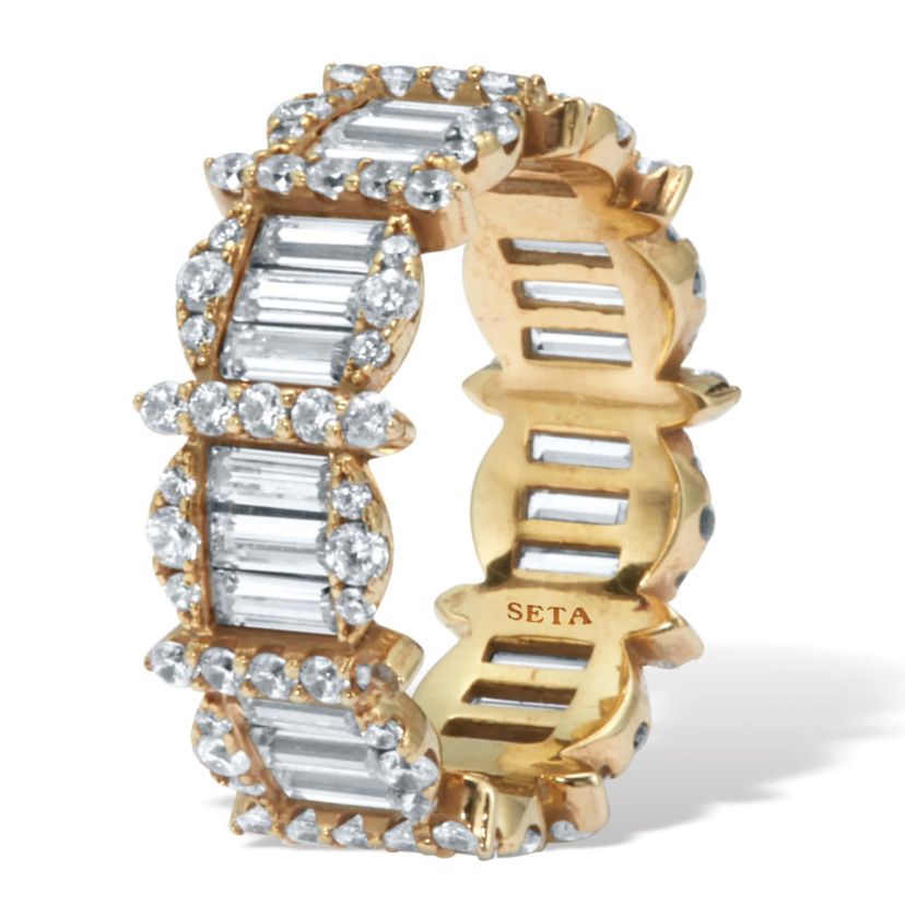 3.53 TCW Baguette Cubic Zirconia 18k Yellow Gold-Plated Eternity Ring