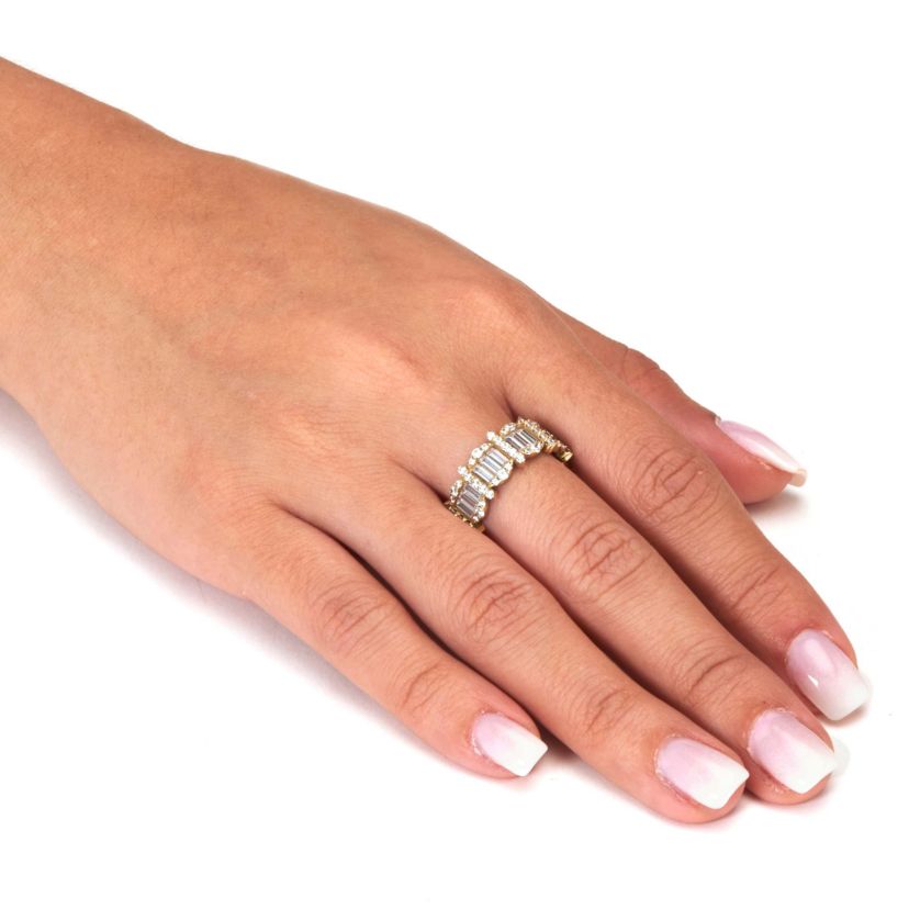 3.53 TCW Baguette Cubic Zirconia 18k Yellow Gold-Plated Eternity Ring