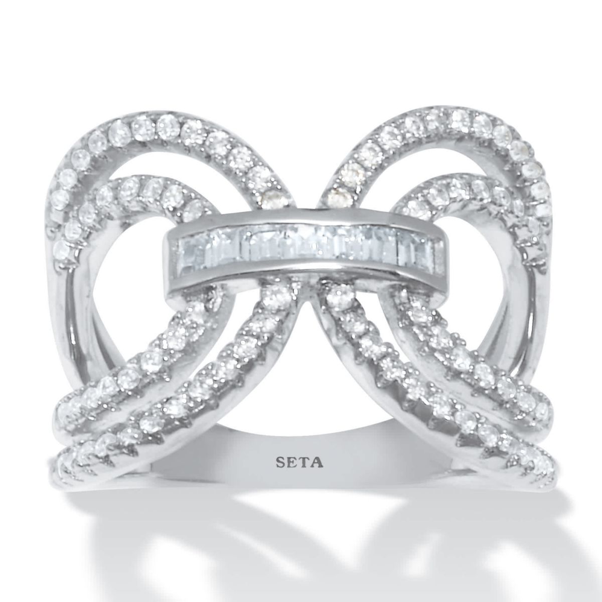 .84 TCW Cubic Zirconia Silvertone Bridge Ring