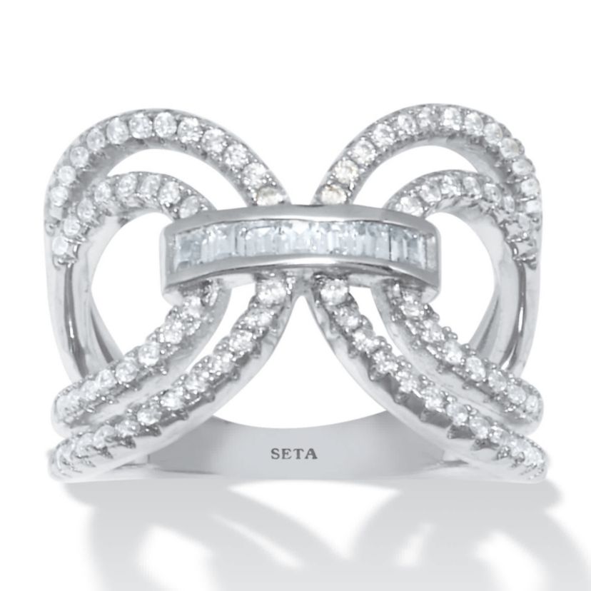 .84 TCW Cubic Zirconia Silvertone Bridge Ring