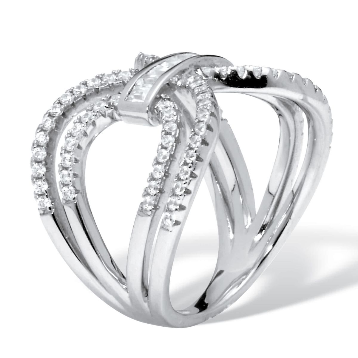 .84 TCW Cubic Zirconia Silvertone Bridge Ring