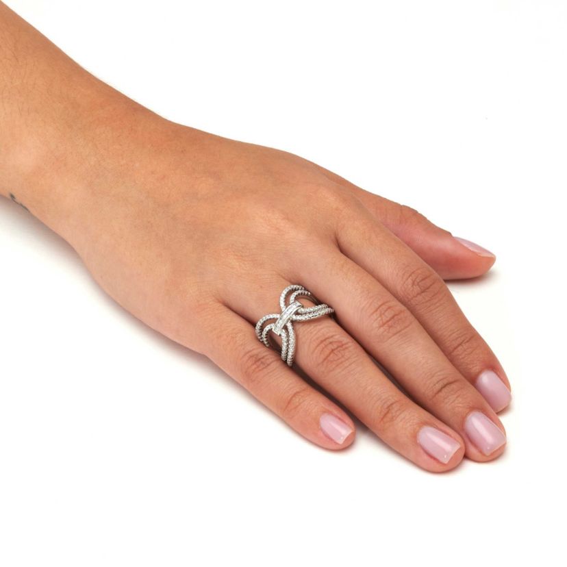 .84 TCW Cubic Zirconia Silvertone Bridge Ring