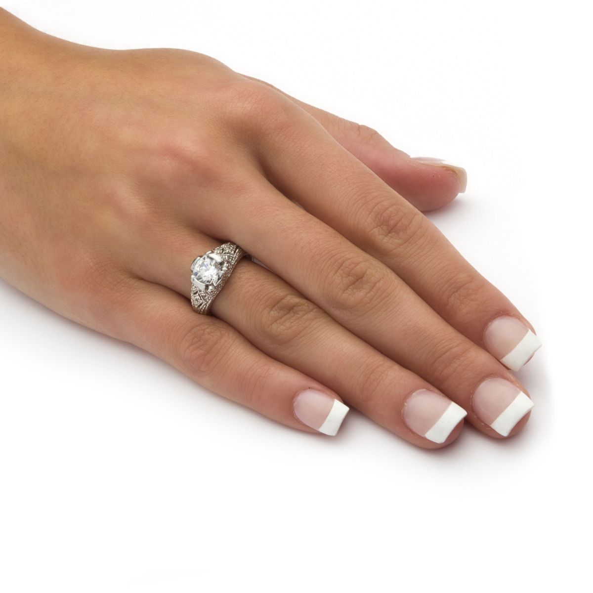 1.50 TCW Round Cubic Zirconia Vintage Style Ring in .925 Sterling Silver