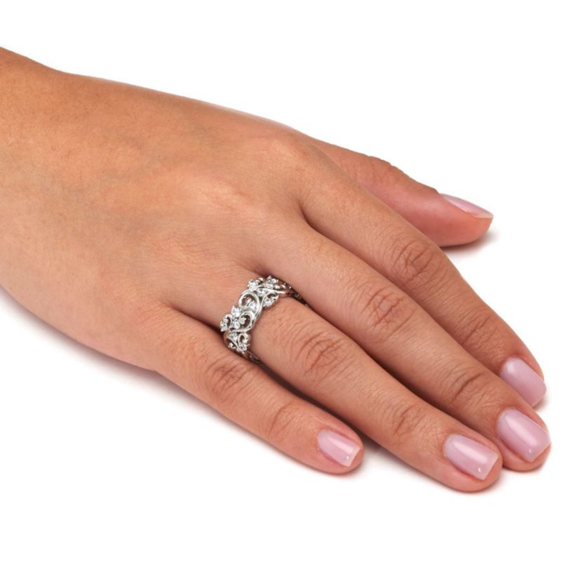 .58 TCW Platinum-Plated Cubic Zirconia Vintage Ring