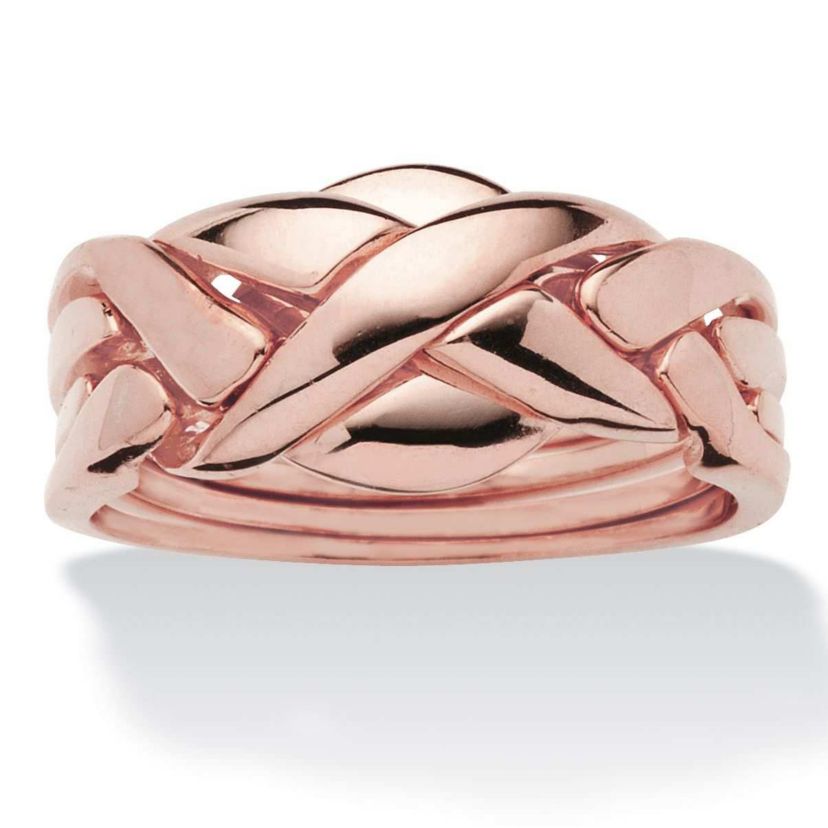 14k Rose Gold-Plated Commitment Symbol Puzzle Ring