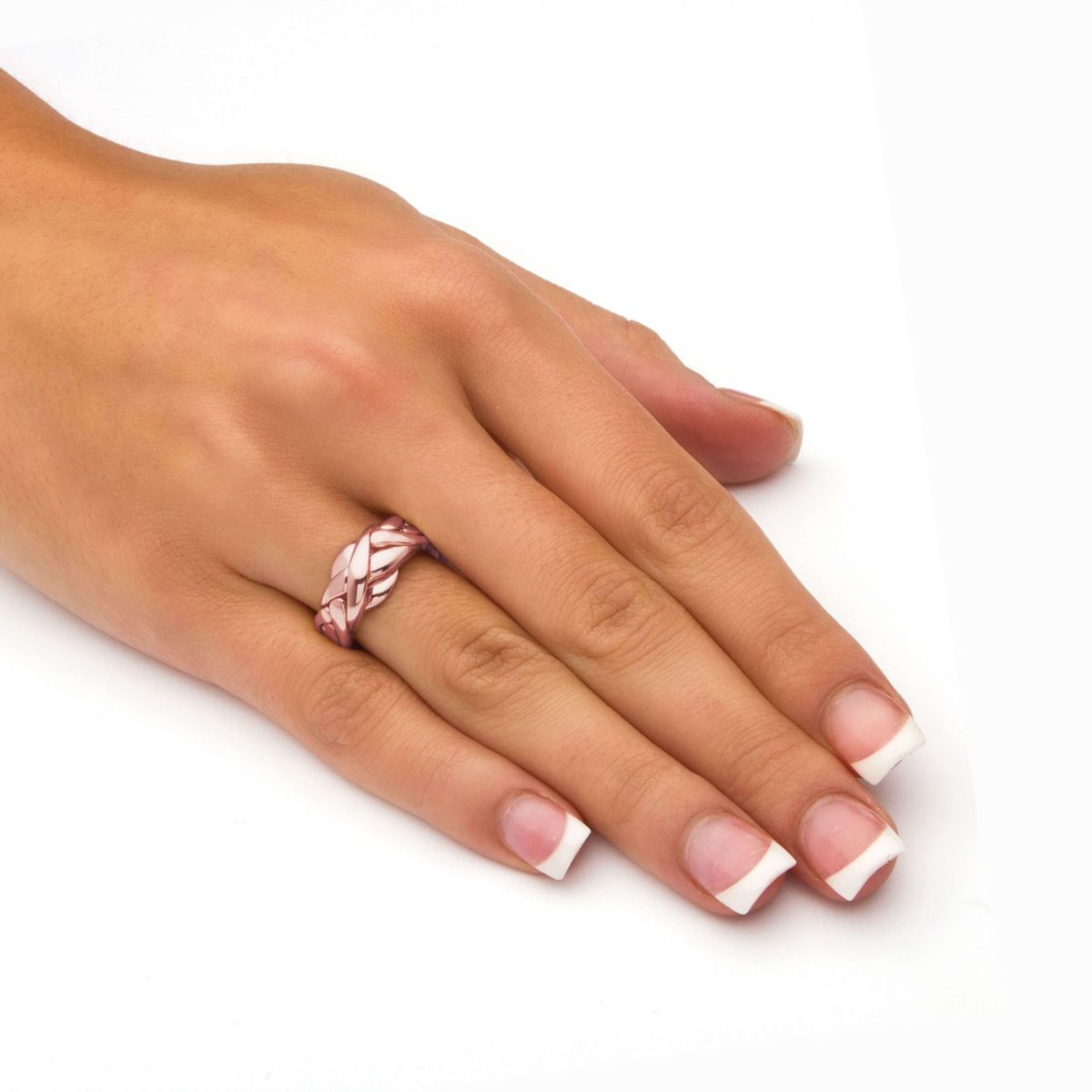 14k Rose Gold-Plated Commitment Symbol Puzzle Ring