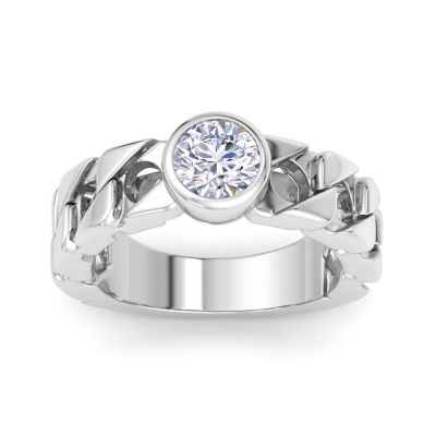 Bruno Magli Lab Created Mens 1 1/2 Carat Round Shape Lab Grown Diamond Bezel Set Solitaire Ring In Sterling Silver, 10