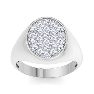 Bruno Magli Lab Created Mens 1 Carat Oval Lab Grown Diamond Cluster Ring In Sterling Silver, 13