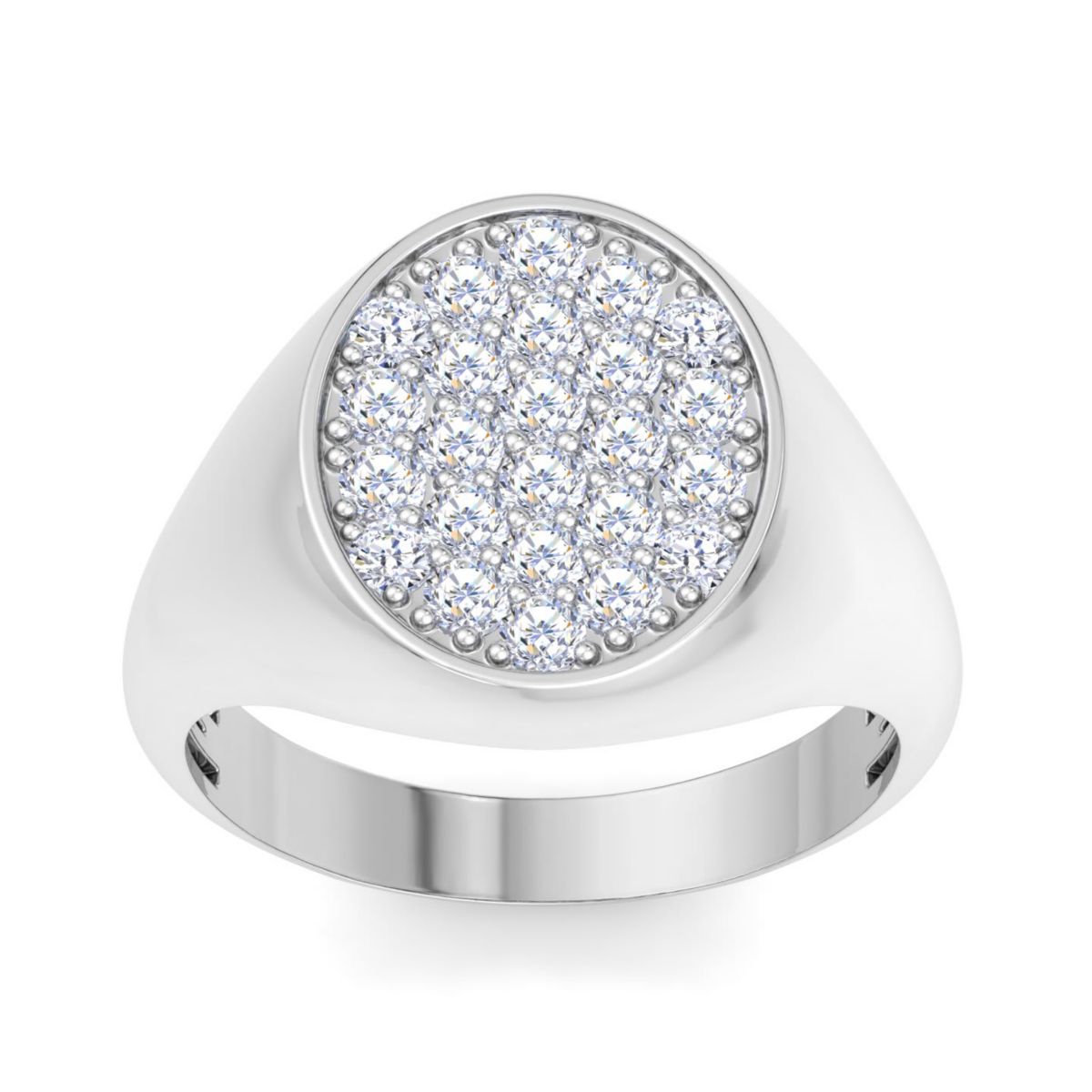Lab Created Mens 1 Carat Oval Lab Grown Diamond Cluster Ring In Sterling Silver