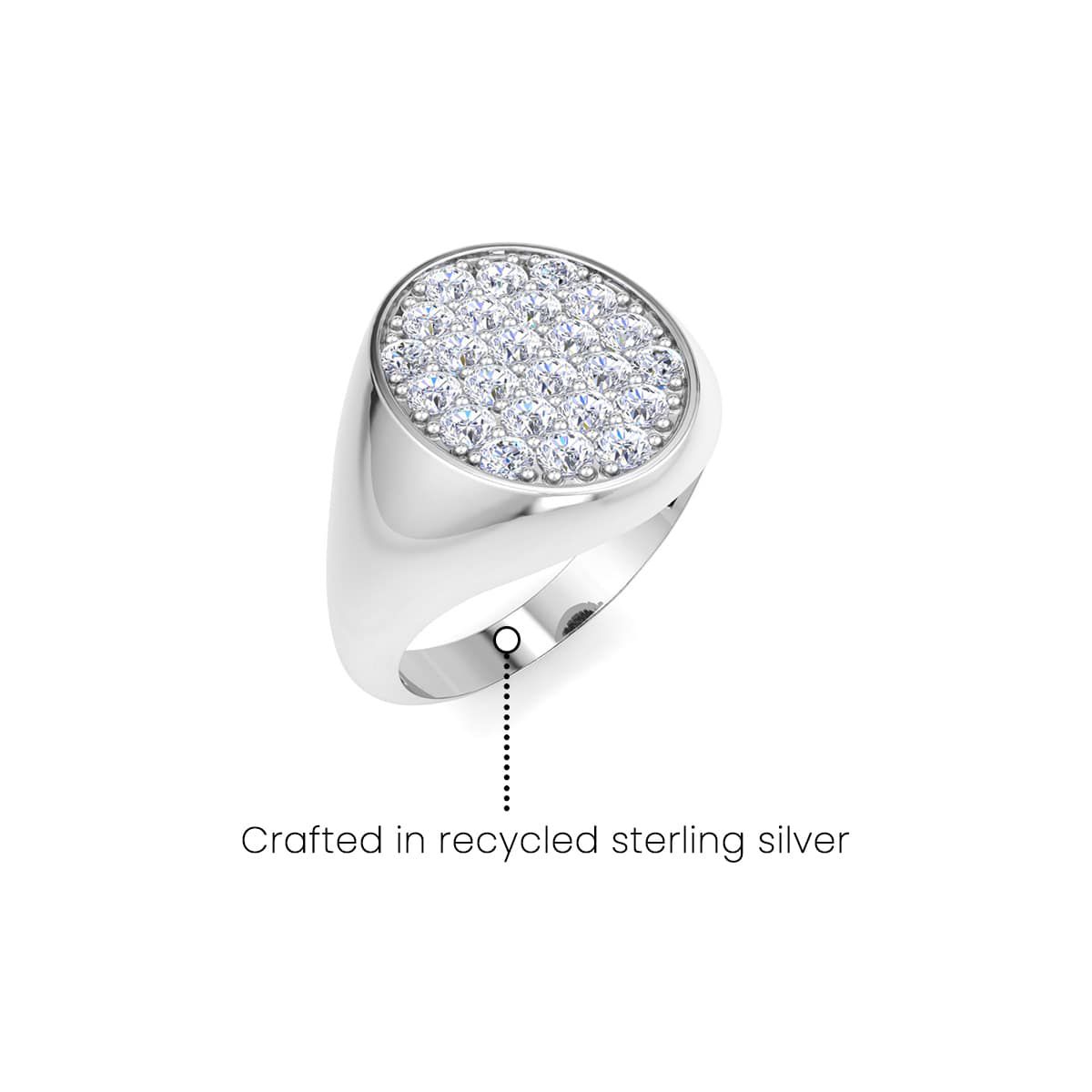 Lab Created Mens 1 Carat Oval Lab Grown Diamond Cluster Ring In Sterling Silver