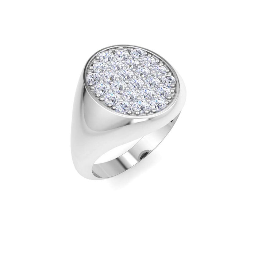 Lab Created Mens 1 Carat Oval Lab Grown Diamond Cluster Ring In Sterling Silver