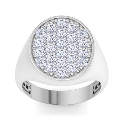 Bruno Magli Lab Created Mens 2 Carat Oval Lab Grown Diamond Cluster Ring In Sterling Silver
