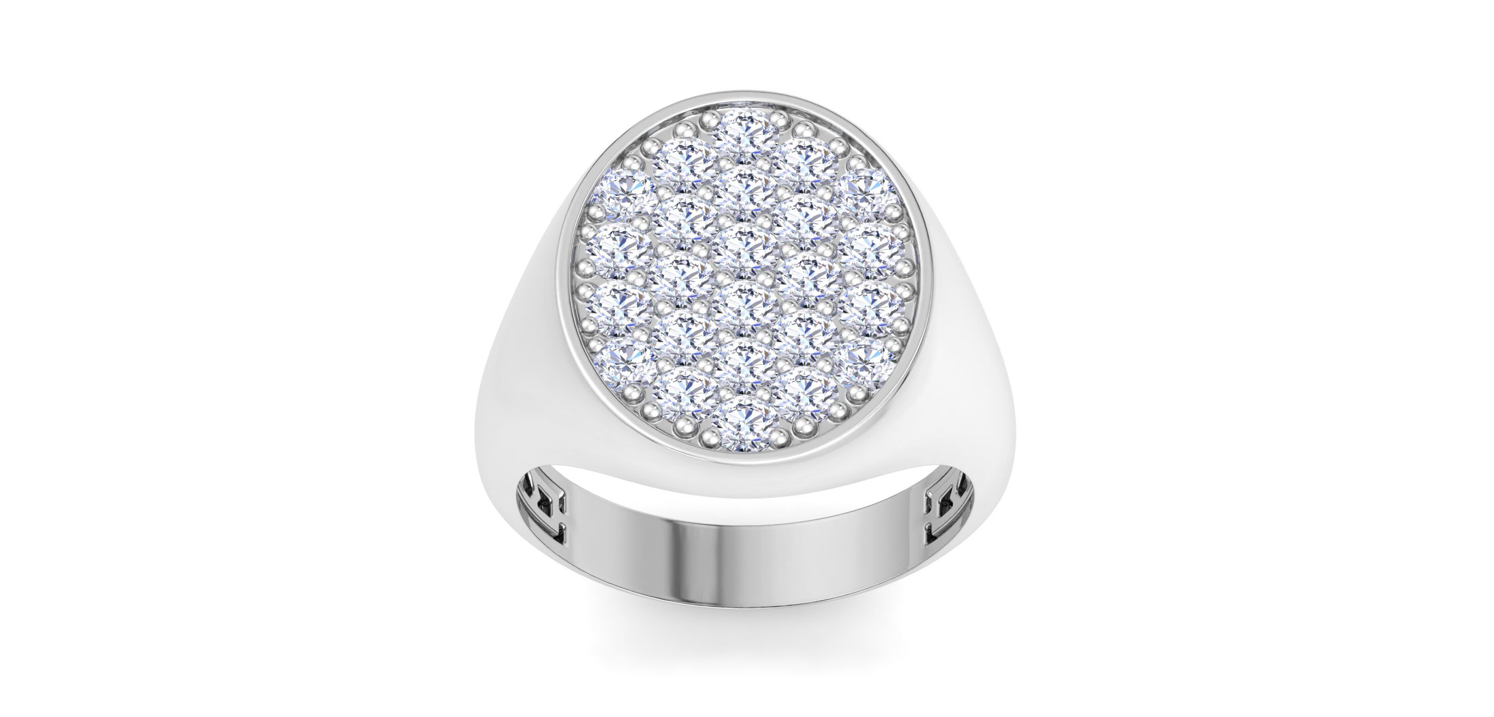 Lab Created Mens 2 Carat Oval Lab Grown Diamond Cluster Ring In Sterling Silver
