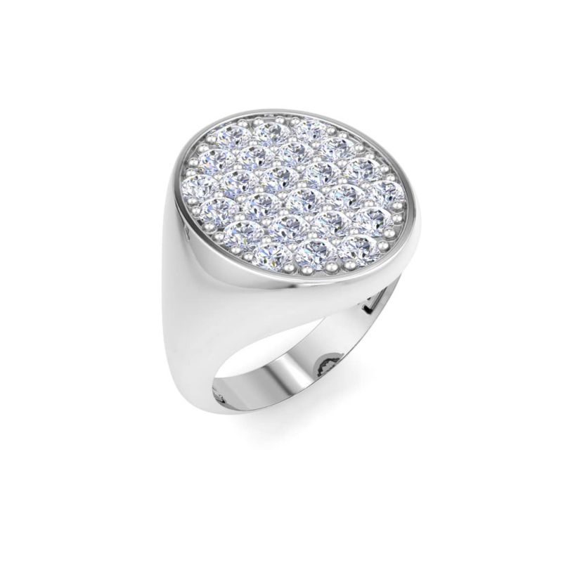 Lab Created Mens 2 Carat Oval Lab Grown Diamond Cluster Ring In Sterling Silver